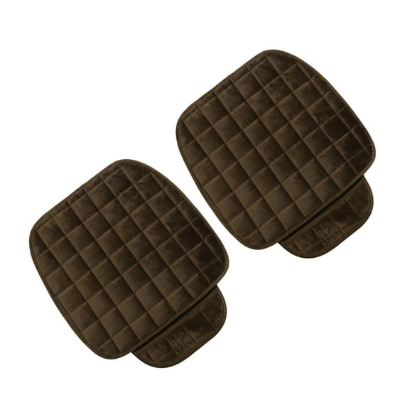 Unique Bargains 2 Pcs Front Car Seat Cover Breathable Plush Pad Chair Cushion for Vehicle Home Office Universal Brown