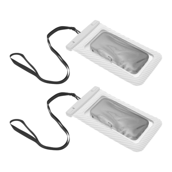 Unique Bargains 2 Pcs Full Stripe Mobile Waterproof Bag Gray Universal Waterproof Case Compatible for Phone 5.51"x9.06"