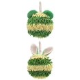 thumbnail image 1 of Unique Bargains 2 Pcs Fuzzy Ball Absorbent Chenille Hand Towels 7" x 7" Green, 1 of 4
