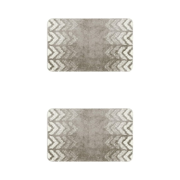 Unique Bargains 2 Pcs Geometric Patterns Bathroom Mats Absorbent Non-Slip Bath Rugs Grey 16" x 24"/20" x 32"