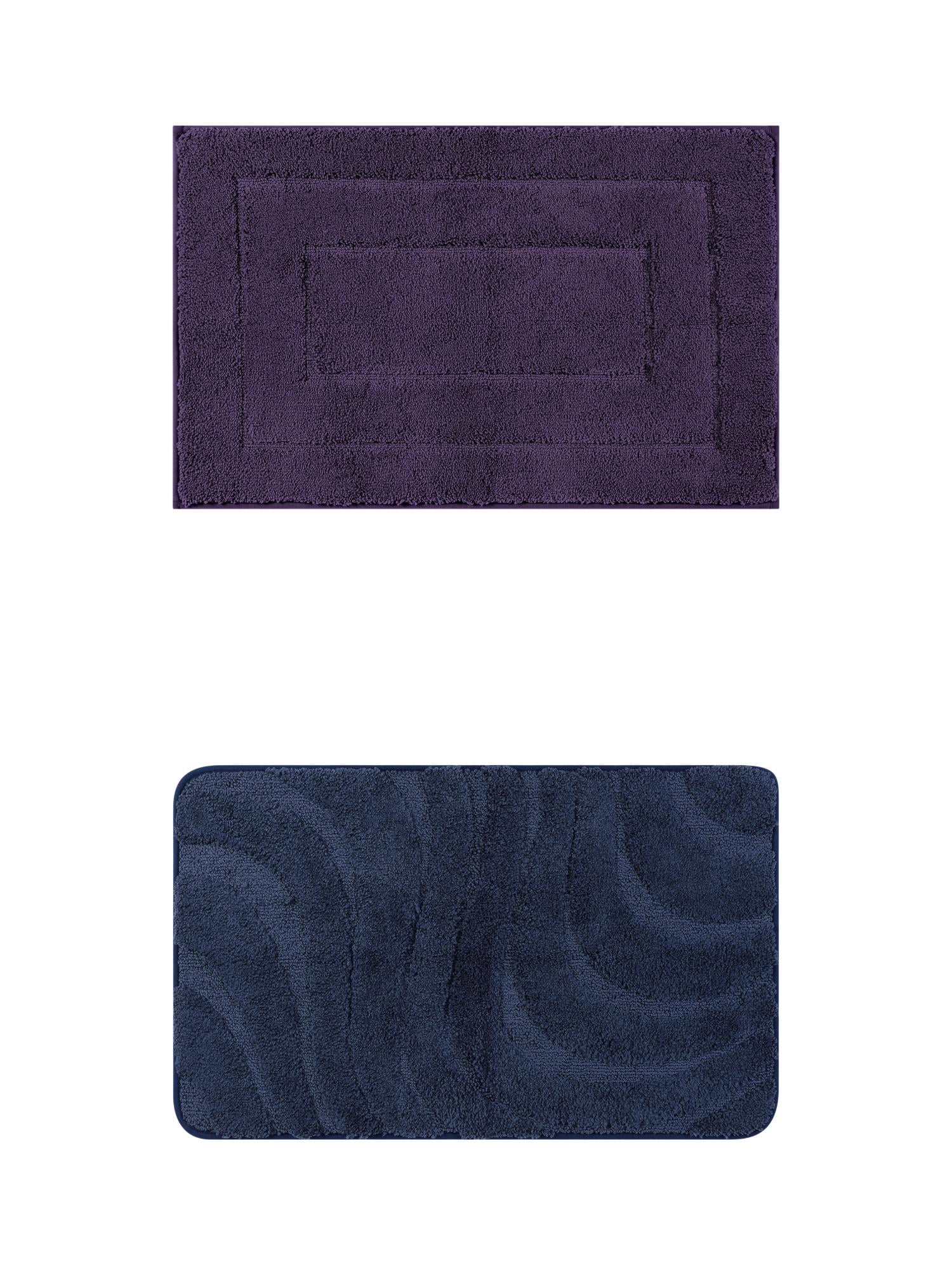 Unique Bargains 2 Pcs Geometry Absorbent Bathroom Rug Dark Blue/Dark Purple 20" x 32"