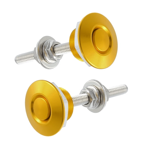 Unique Bargains 2 Pcs Gold Tone Bumper Quick Release Lock Latch Aluminum Alloy Hood Pin Lock Push Button Bonnet