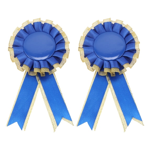 Unique Bargains 2 Pcs Graduation Party Ribbon Corsage Reusable Graduation Party Corsage Gold Tone Dark Blue