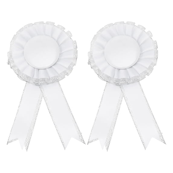 Unique Bargains 2 Pcs Graduation Party Ribbon Corsage Reusable Graduation Party Corsage Silver Tone White