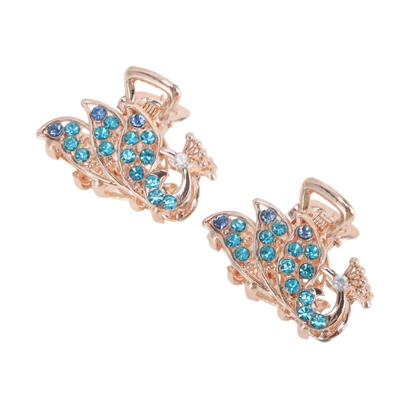 Unique Bargains 2 Pcs Hair Clip Durable Peacock Lake Blue