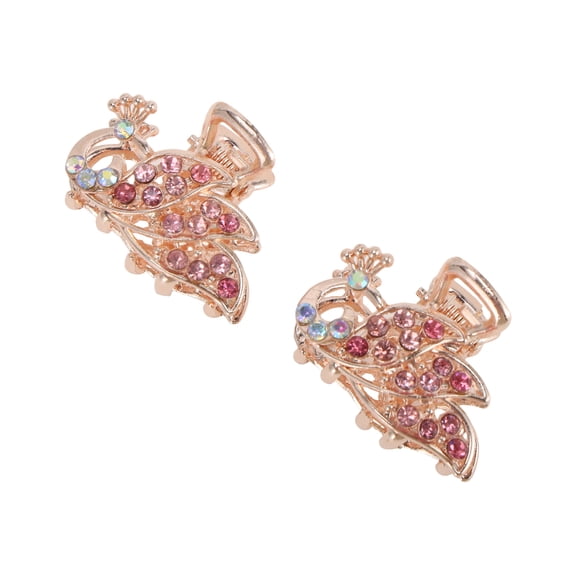 Unique Bargains 2 Pcs Hair Clip Durable Peacock Rose Red