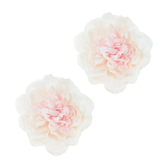 Unique Bargains 2 Pcs Hair Clip Grace Artificial Flower Peony Duckbill Clip White Gradient