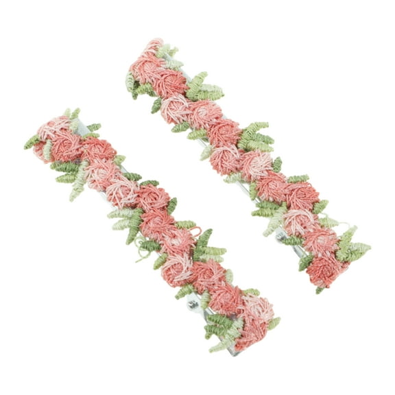 Unique Bargains 2 Pcs Hair Clip Grace Early Spring Embroidery Duckbill Clip Pink
