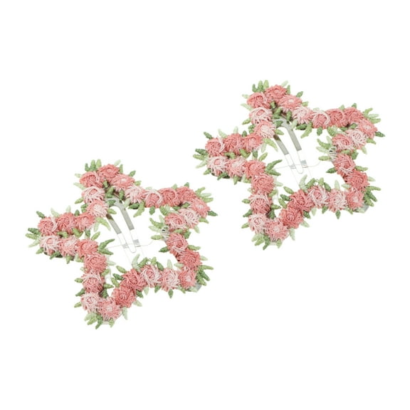 Unique Bargains 2 Pcs Hair Clip Grace Early Spring Flower Five-Pointed Star Snap Hair Clip Pink