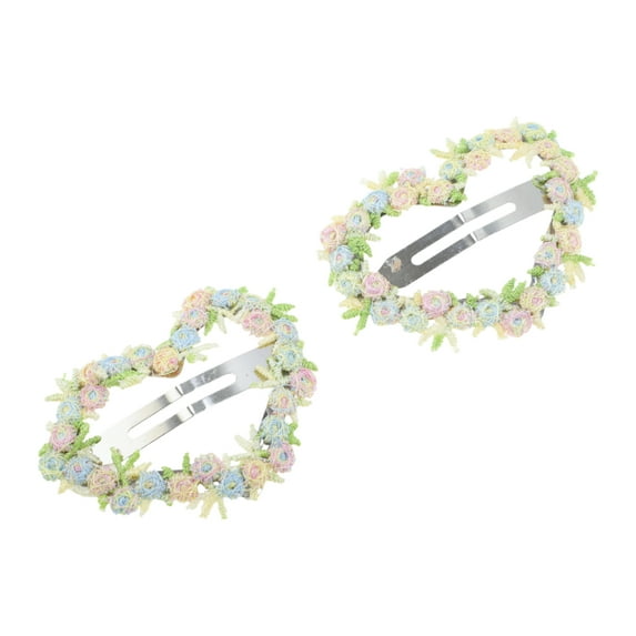 Unique Bargains Christmas 2 Pcs Hair Clip Grace Early Spring Flower Heart Snap Hair Clip Green