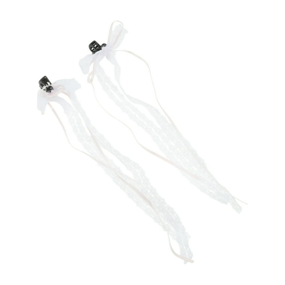 Unique Bargains 2 Pcs Hair Clip Grace Lace Ribbon Bow Claw Clip Pink