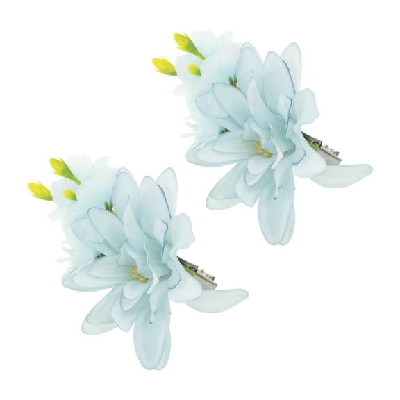 Unique Bargains 2 Pcs Hair Clip Grace New Ancient Gentle Flowers Duckbill Clip Blue