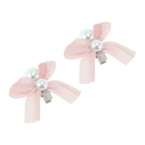 Unique Bargains 2 Pcs Hair Clip Grace Pearl Bow Duckbill Clip Pink