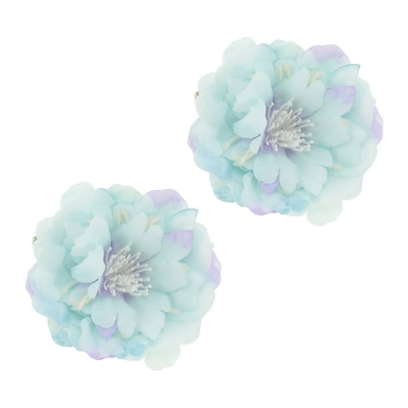 Unique Bargains 2 Pcs Hair Clip Grace Simulated Flowers Duckbill Clip Blue