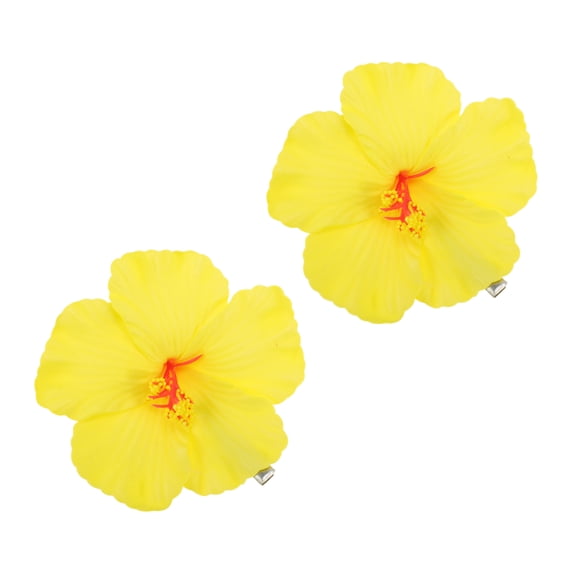 Unique Bargains 2 Pcs Hair Clip Grace Simulation Flower Duckbill Clip Yellow