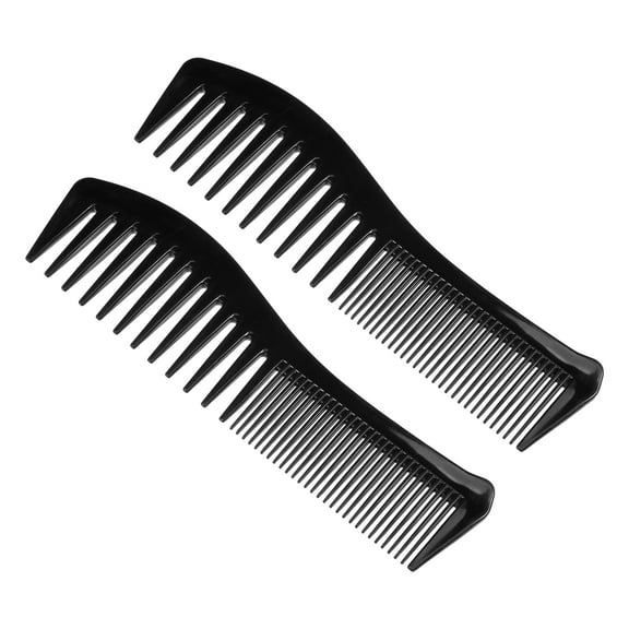 Unique Bargains 2 Pcs Anti Static Hair Comb Wide Tooth for Thick Curly Hair Hair Care Detangling Comb Black