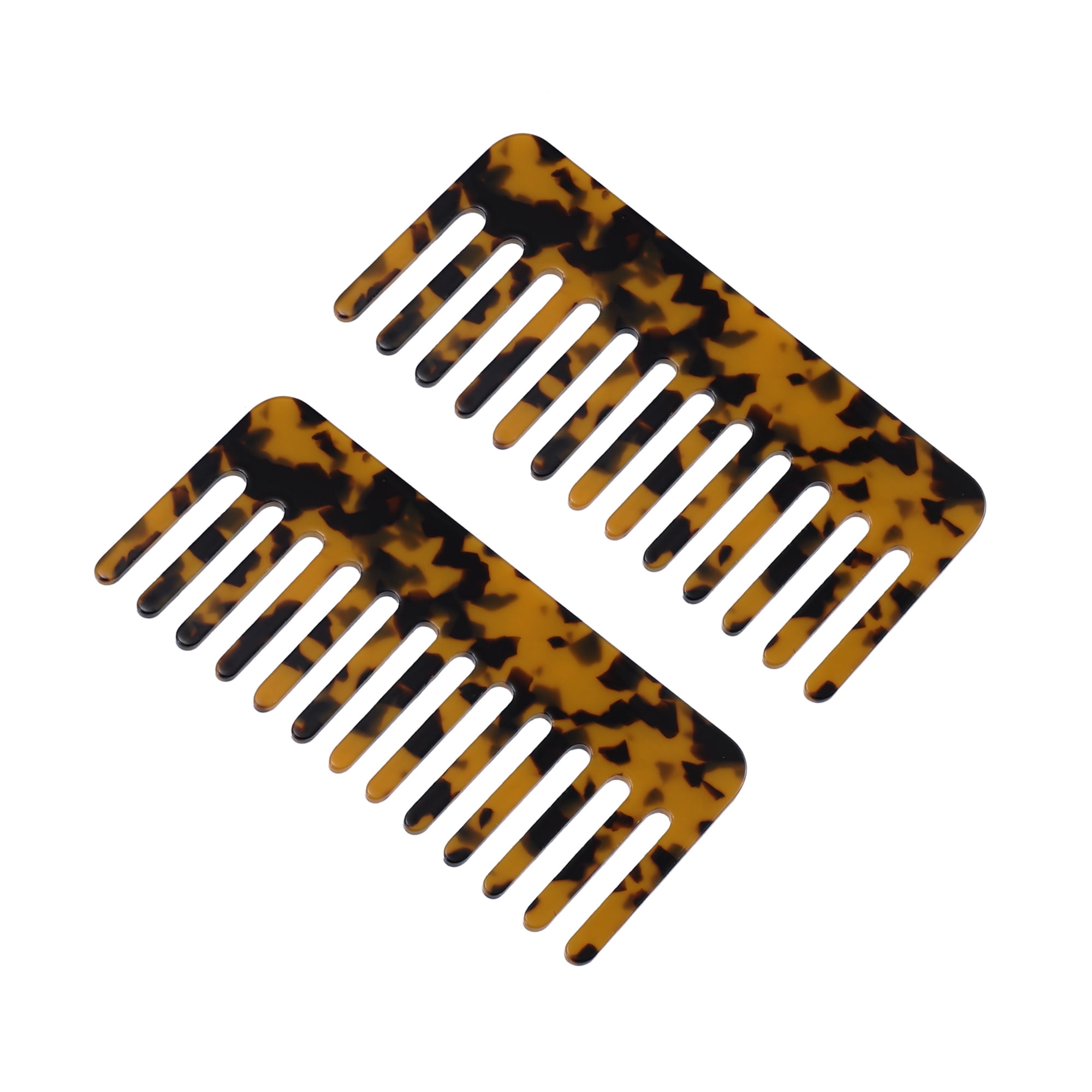 Unique Bargains 2 Pcs Hair Comb Wide Tooth Hair Care Detangling Comb Brown