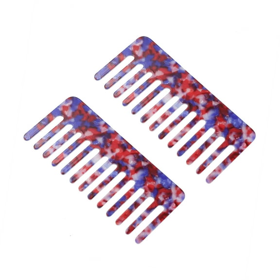 Unique Bargains 2 Pcs Hair Comb Wide Tooth Hair Care Detangling Comb Colorful
