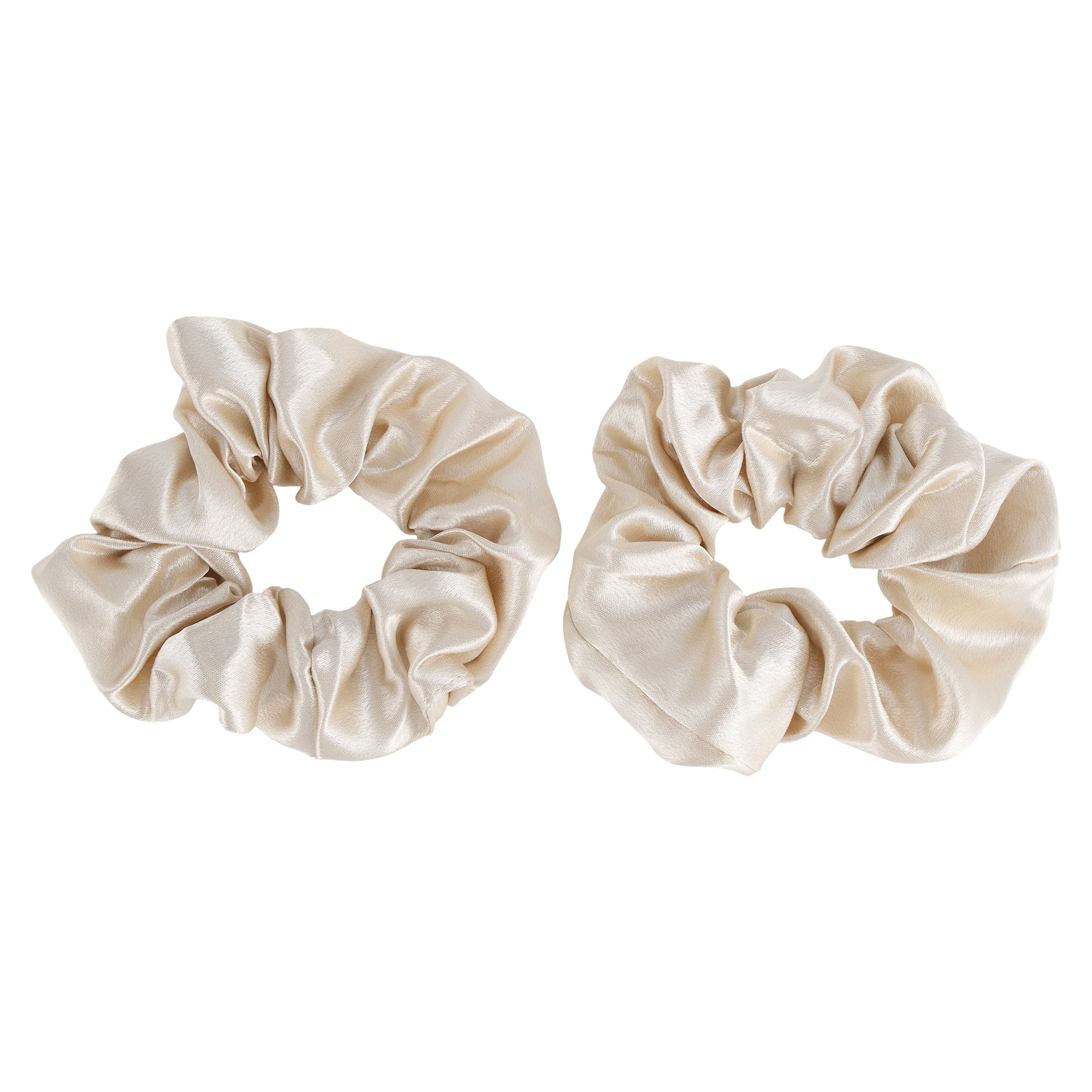 Unique Bargains 2 Pcs Hair Ties Solid Color Satin Hair Elastics Beige — free download