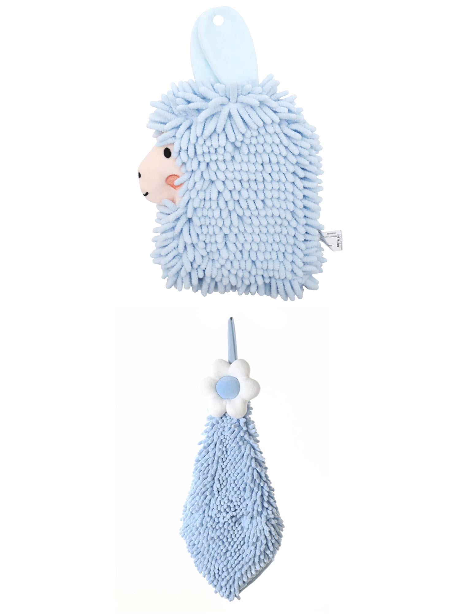Unique Bargains 2 Pcs Hand Towel 6" x 15"/7" x 11" Blue Pattern 2 Blue