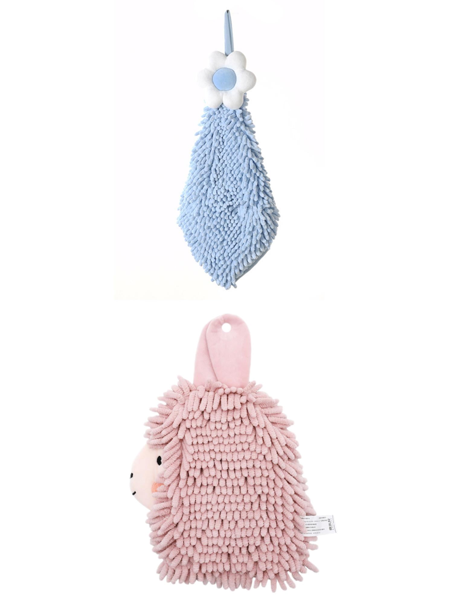 Unique Bargains 2 Pcs Hand Towel 6" x 15"/7" x 11" Blue Pattern 2 Pink