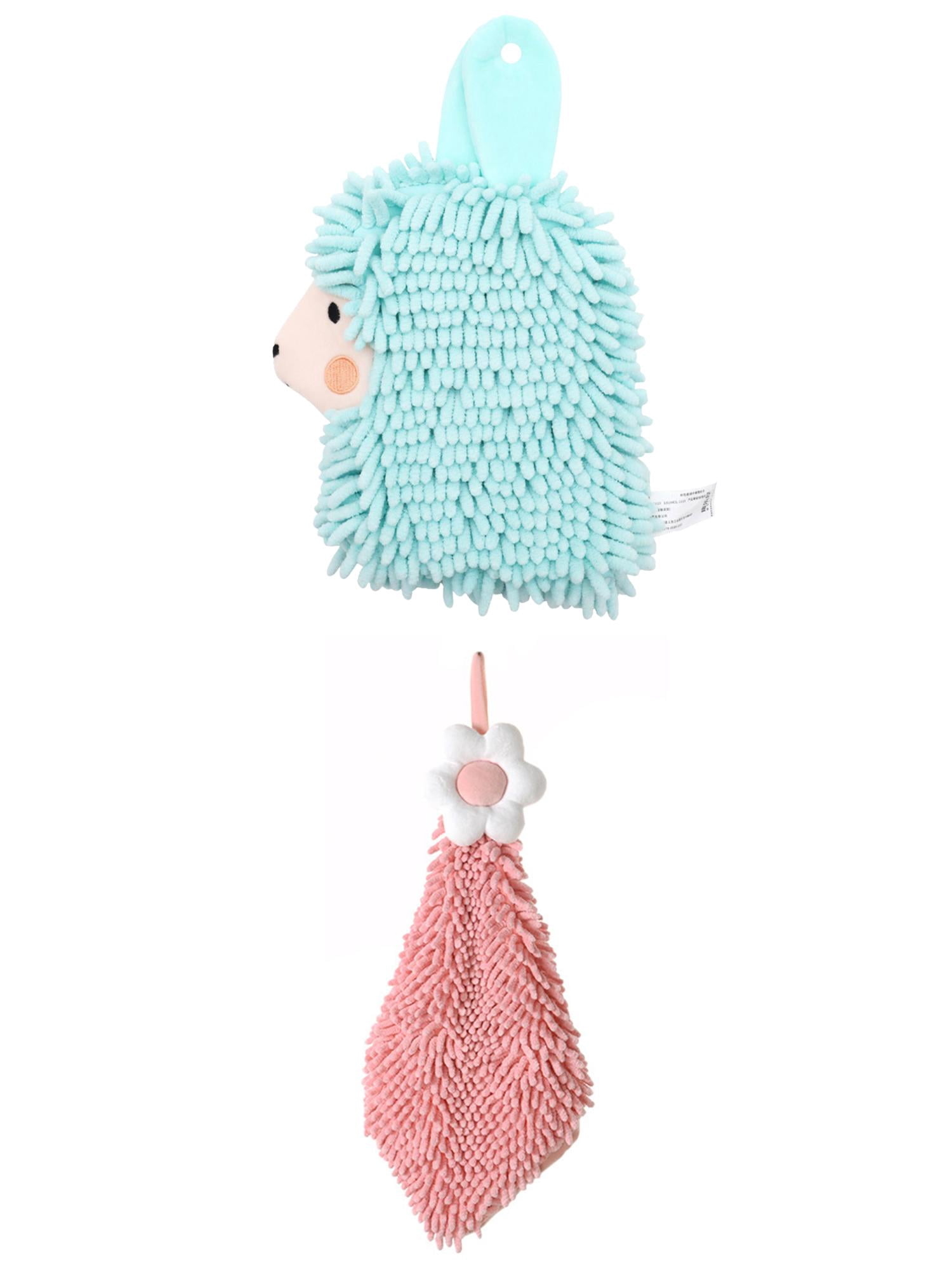 Unique Bargains 2 Pcs Hand Towel 6" x 15"/7" x 11" Pink Pattern 2 Green