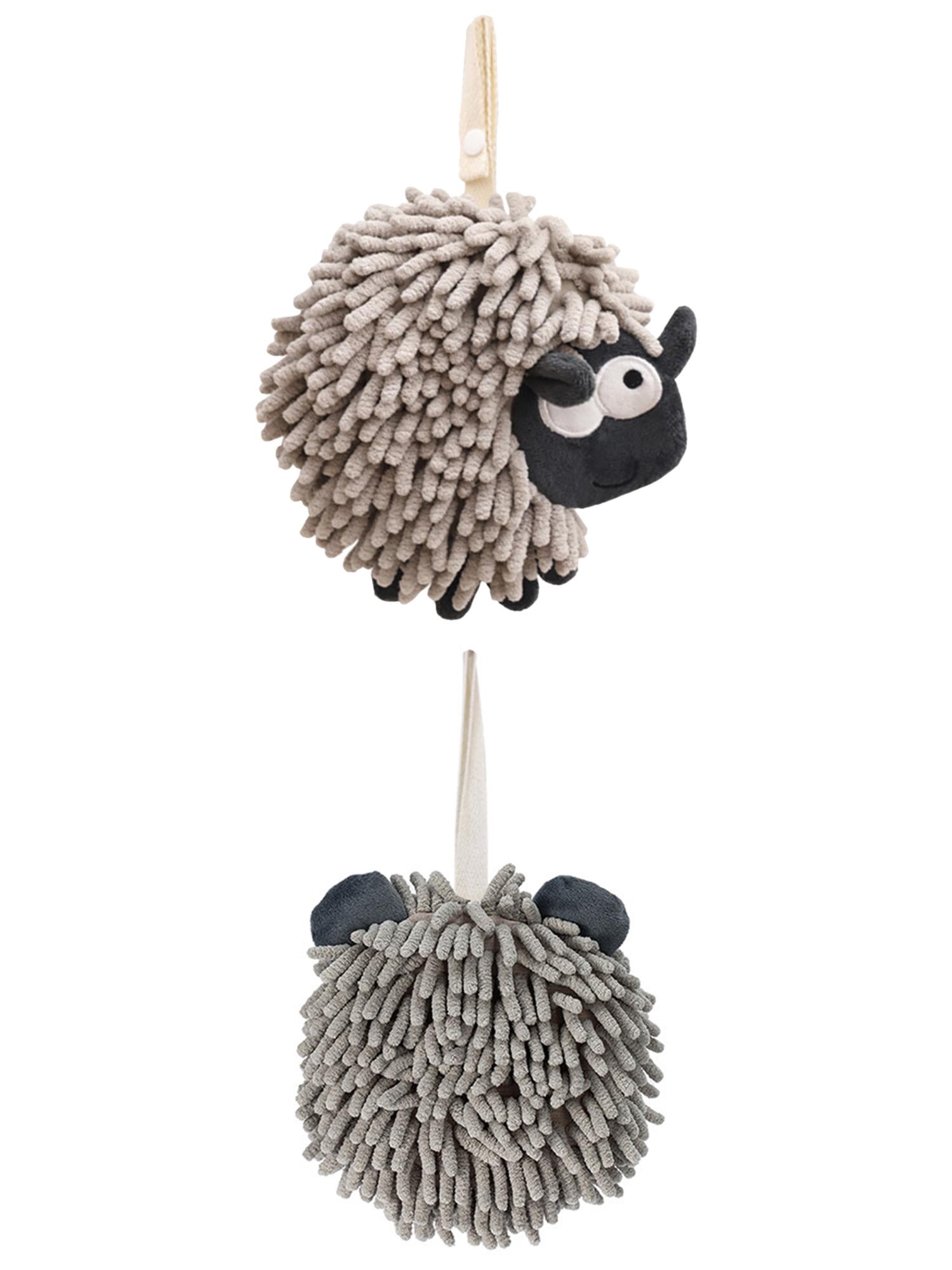 Unique Bargains 2 Pcs Hanging Ball Hand Towel 7" x 7" Grey Pattern 1 Grey