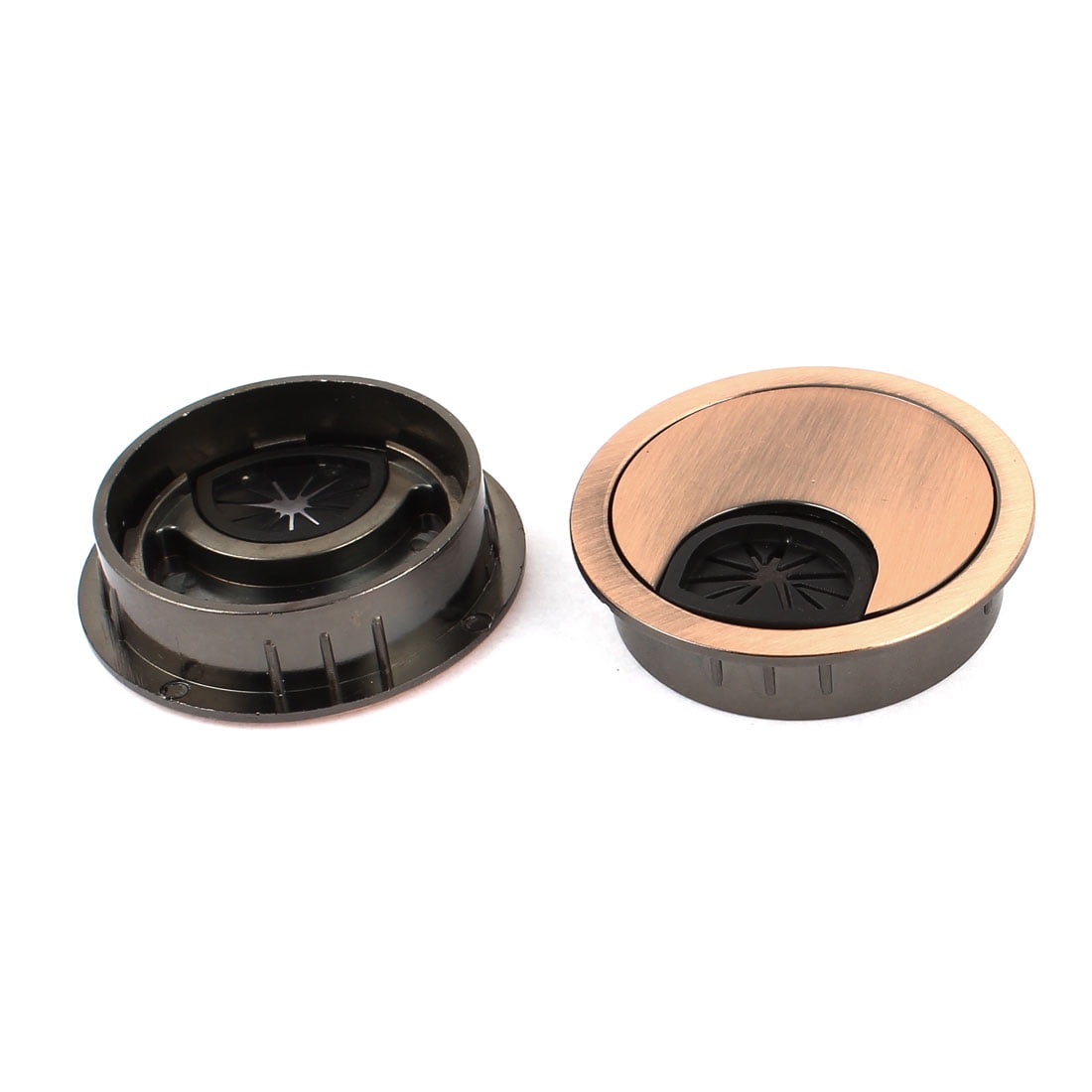 Unique Bargains 2 Pcs Hardware Metal Round Shaped Cable Wire Hole Cover for Computer Desk
