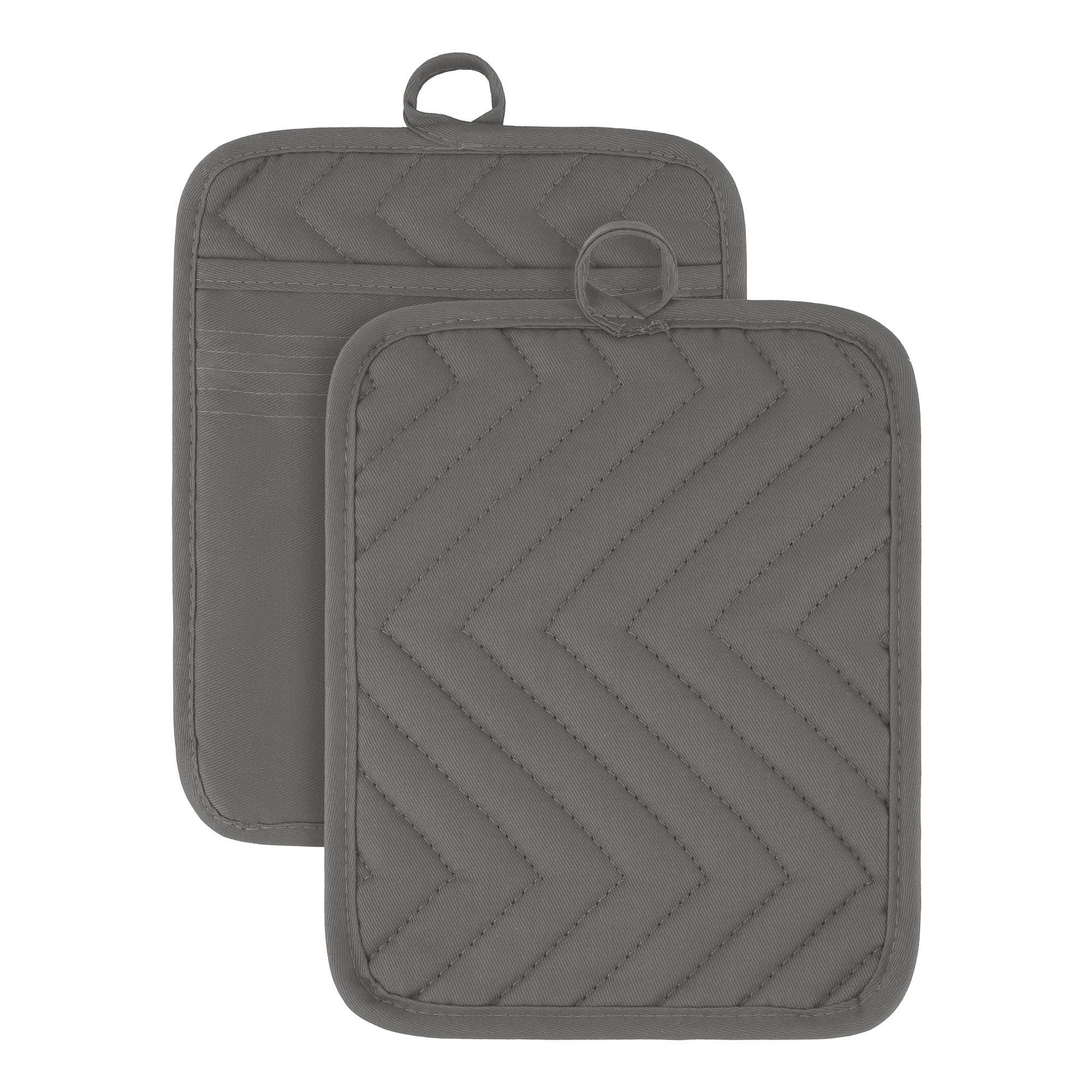 Unique Bargains 2 Pcs Pot Holders Heat Resistant Non Slip Hot Pads for Kitchen Gray 9.1"x7.1"