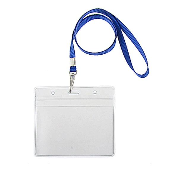 2Pcs Water Resistant Exhibition Name Cards Holders w Blue Lanyard
