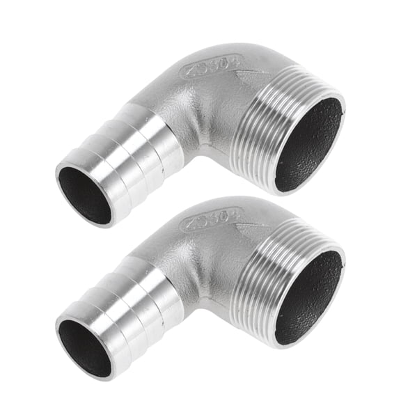 Unique Bargains 2 Pcs Hose Barb Fittings 1.5" BSP Female Pipe Fittings 1.3" OD for Air Water Oil Gas Fuel 304 Stainless Steel Silver Tone