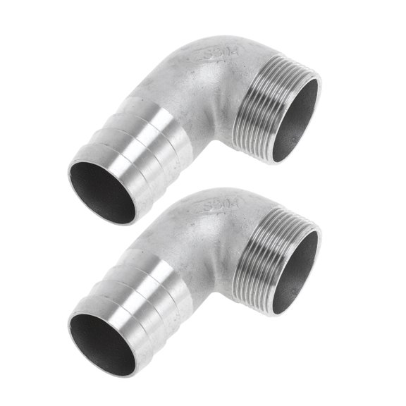 Unique Bargains 2 Pcs Hose Barb Fittings 1.5" BSP Female Pipe Fittings 1.6" OD for Air Water Oil Gas Fuel 304 Stainless Steel Silver Tone