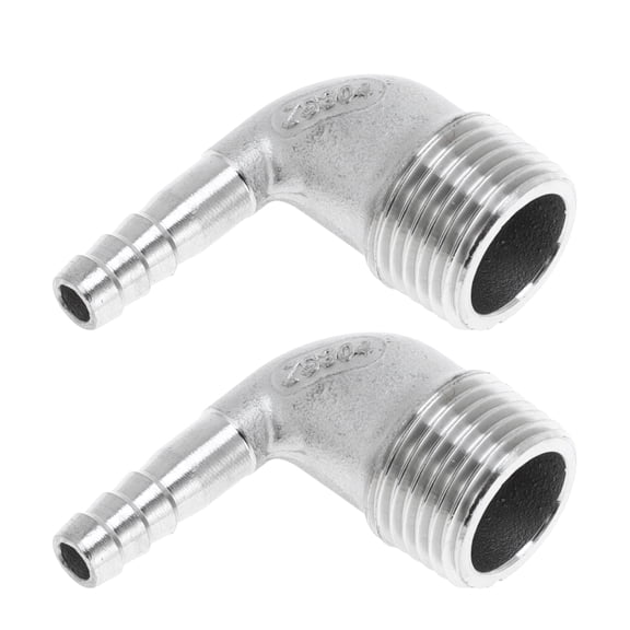 Unique Bargains 2 Pcs Hose Barb Fittings for Air Water Oil Gas Fuel 1/2" BSPT Male Stainless Steel Connector 5/16" OD Silver Tone 304 Stainless Steel