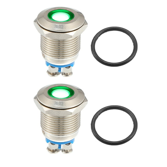 Unique Bargains 2 Pcs Interior Indicator Light Inner LED Signal Lamp for Car Truck Boat Durable 0.47" Green