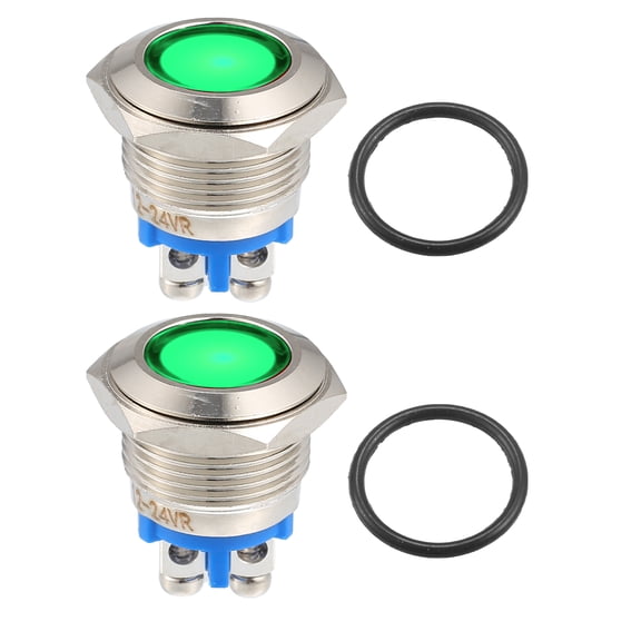 Unique Bargains 2 Pcs Interior Indicator Light Inner LED Signal Lamp for Car Truck Boat Durable 0.63" Green