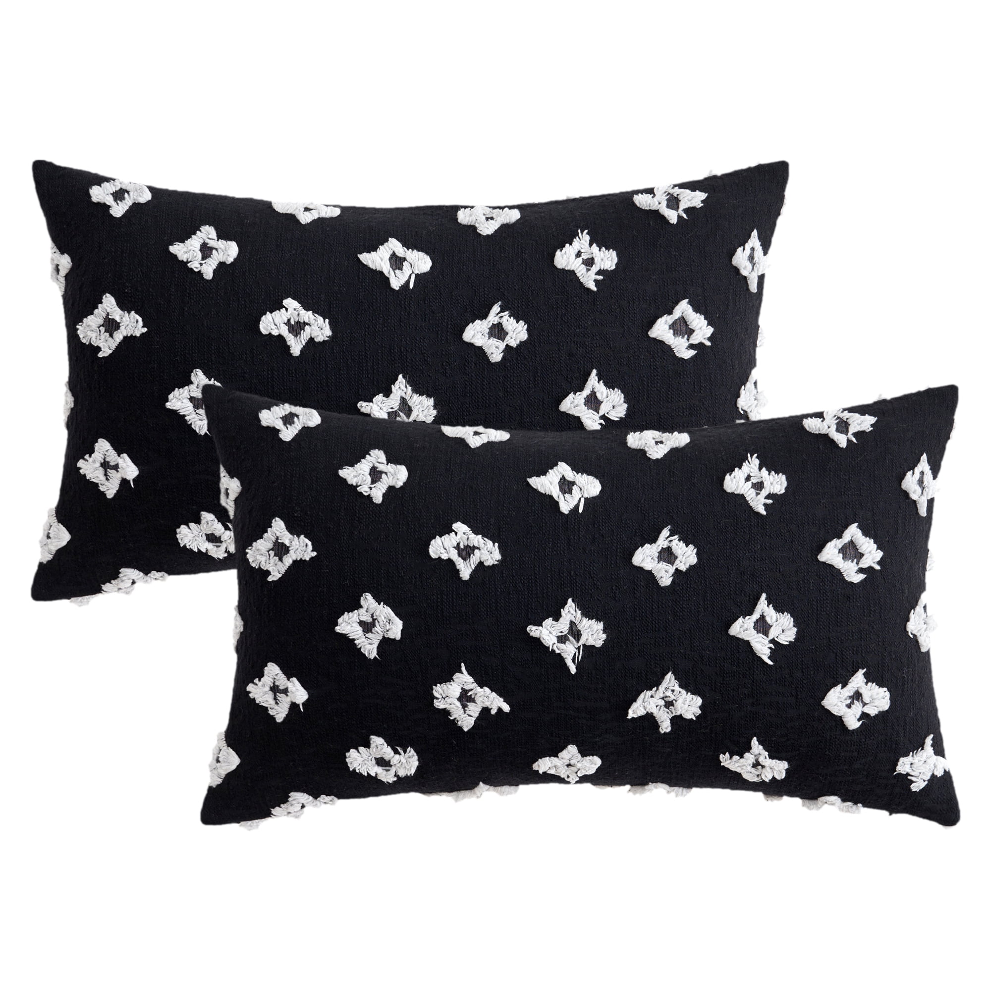 Unique Bargains 2 Pcs Jacquard Decoration Throw Pillow Cover Black 12" x 20"
