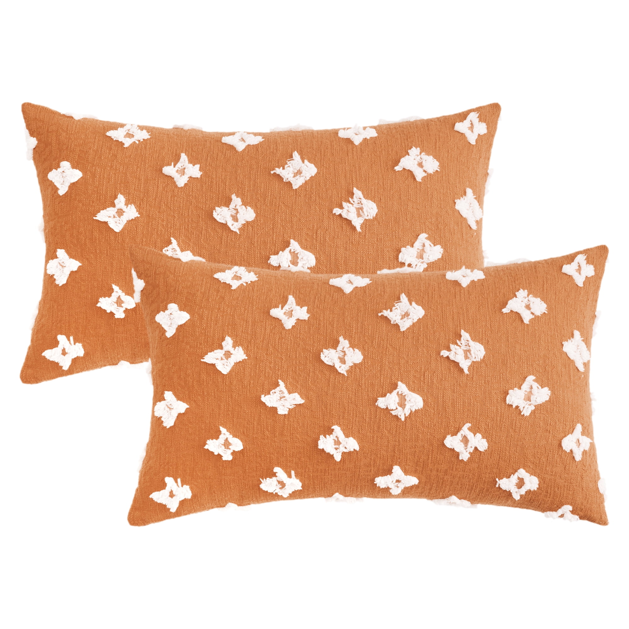 Unique Bargains 2 Pcs Jacquard Decoration Throw Pillow Cover Orange 12" x 20"