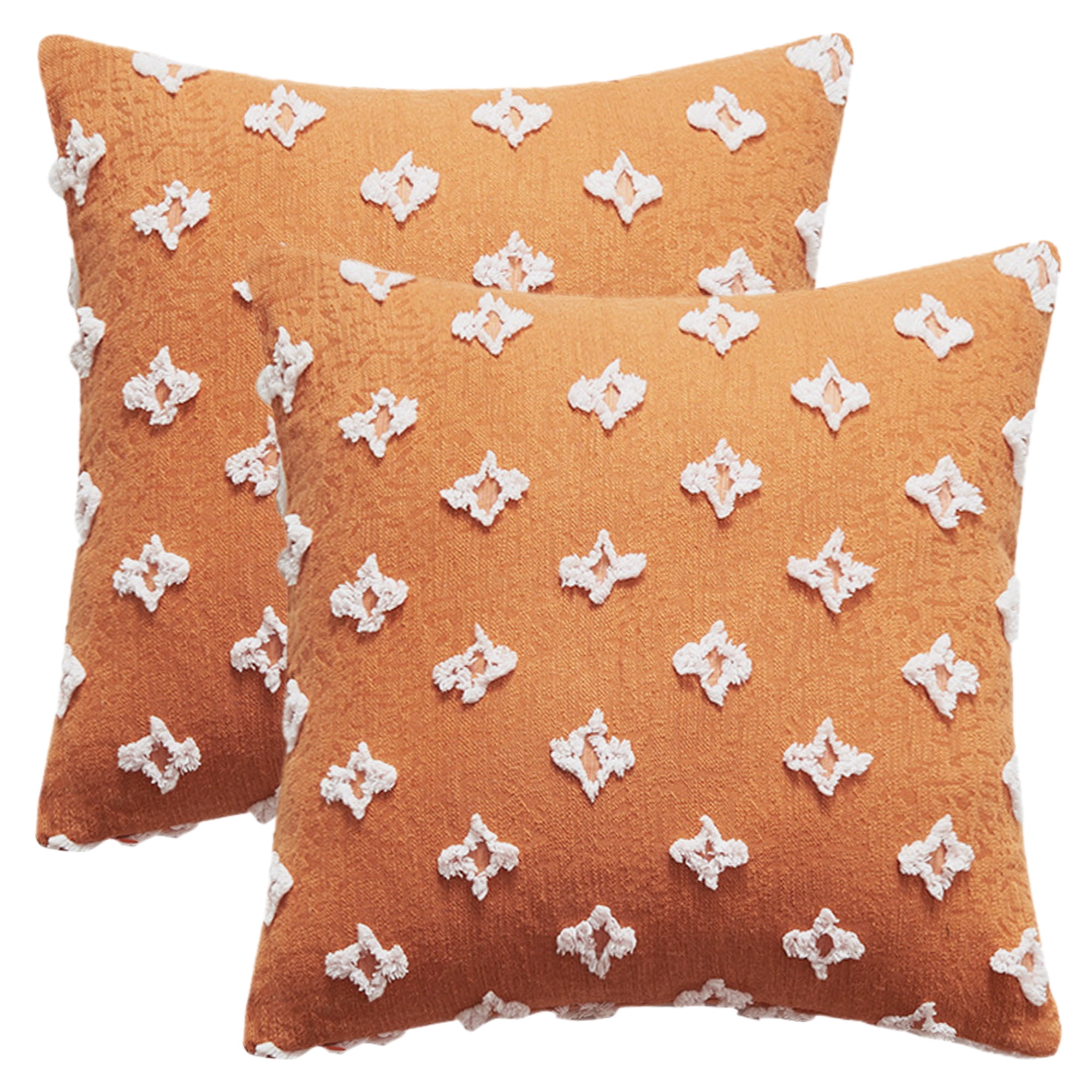 Unique Bargains 2 Pcs Jacquard Decoration Throw Pillow Cover Orange 18" x 18"