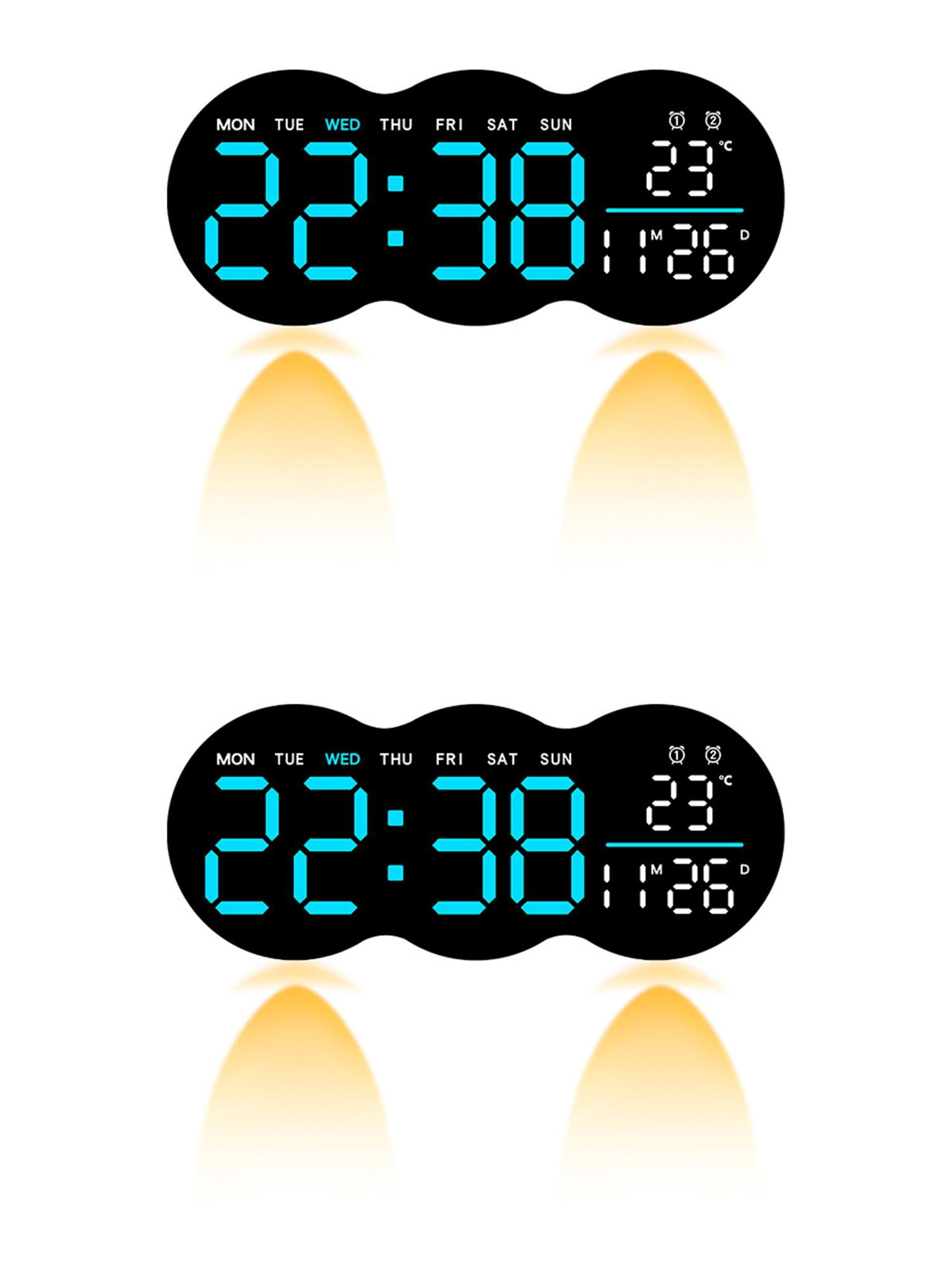 Unique Bargains 2 Pcs LED Digital Wall Clock with Large Display 11 Inch Blue