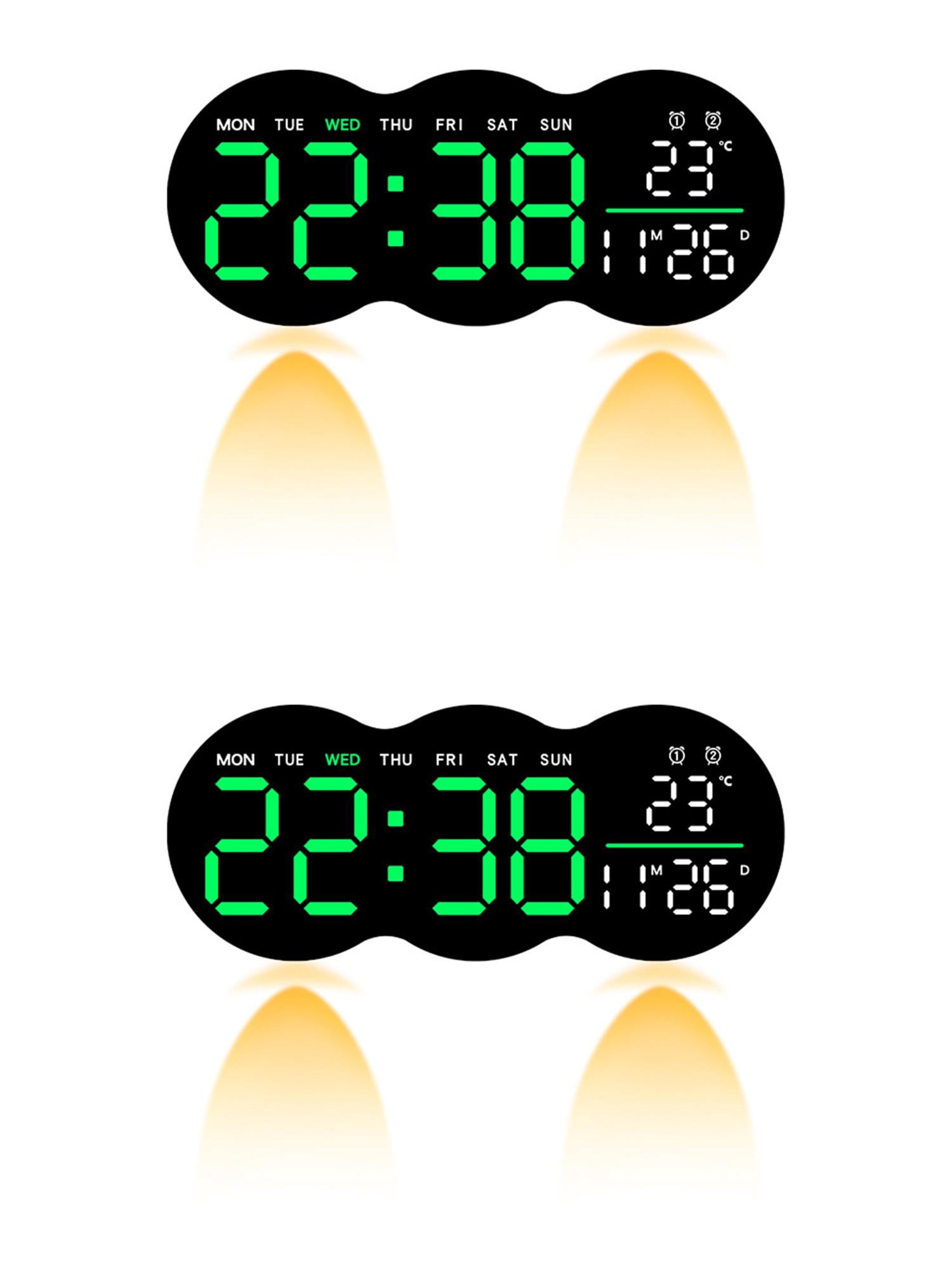 Unique Bargains 2 Pcs LED Digital Wall Clock with Large Display 11 Inch Green
