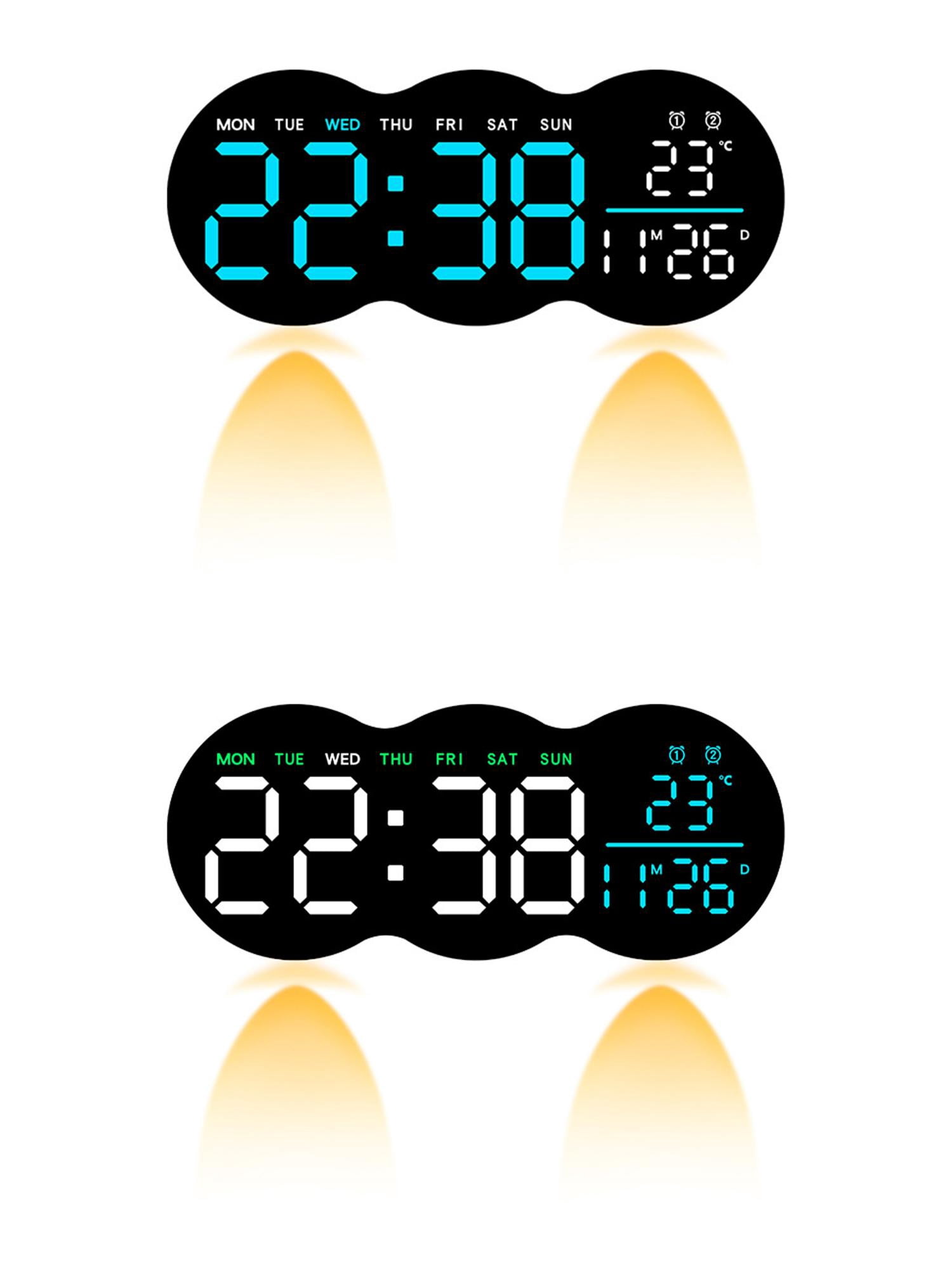 Unique Bargains 2 Pcs LED Digital Wall Clock with Large Display 11 Inch Multicolor/Blue