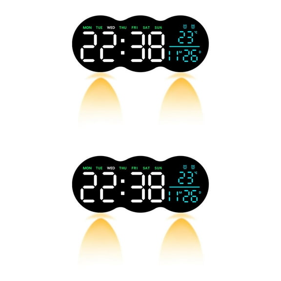Unique Bargains 2 Pcs LED Digital Wall Clock with Large Display 11 Inch Multicolor