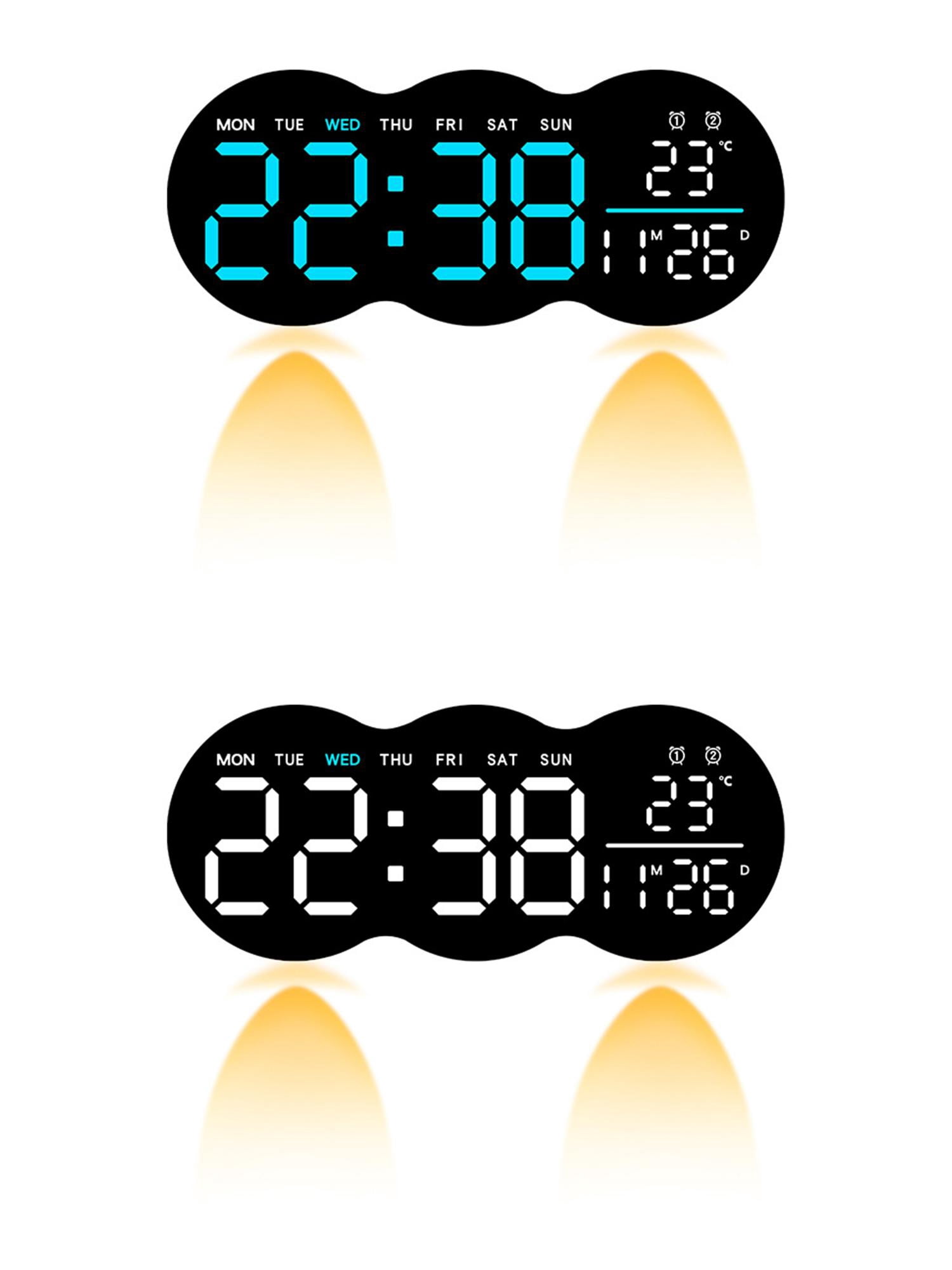 Unique Bargains 2 Pcs LED Digital Wall Clock with Large Display 11 Inch White/Blue