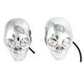 thumbnail image 1 of Unique Bargains 2 Pcs LED Motorcycle Side Signal Light Yellow Silver Tone Skull Shape Plastic, 1 of 2