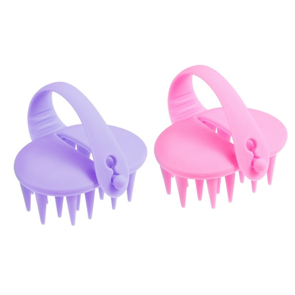 Unique Bargains 2 Pcs Massage Comb Shampoo Brush Scalp Care Products for Hair Growth and Anti-Dandruff Purple Pink Resin