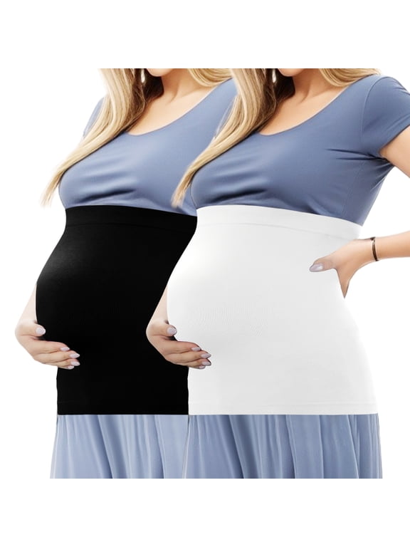 2 Pcs Maternity Belly Bands for Pregnant Women Black2 White