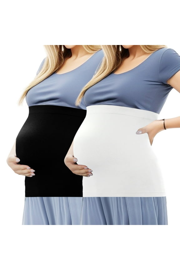2 Pcs Maternity Belly Bands for Pregnant Women Black2 White