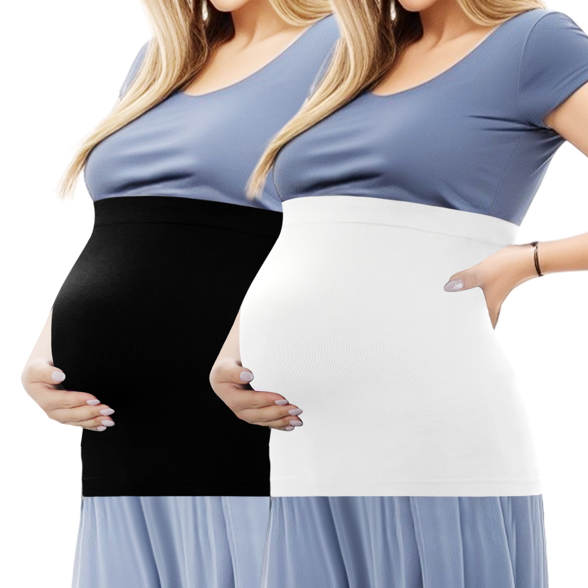 Unique Bargains 2 Pcs Maternity Belly Bands for Pregnant Women Black White