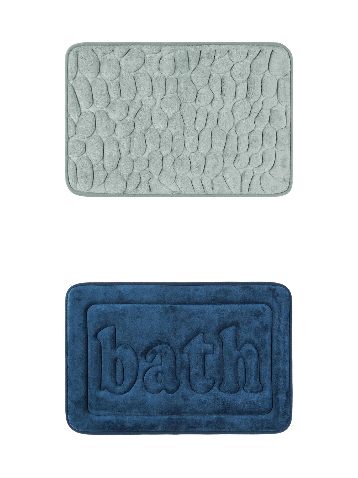 Unique Bargains 2 Pcs Memory Foam Absorbent Bathroom Rugs Grey/Dark Blue 20" x 32"