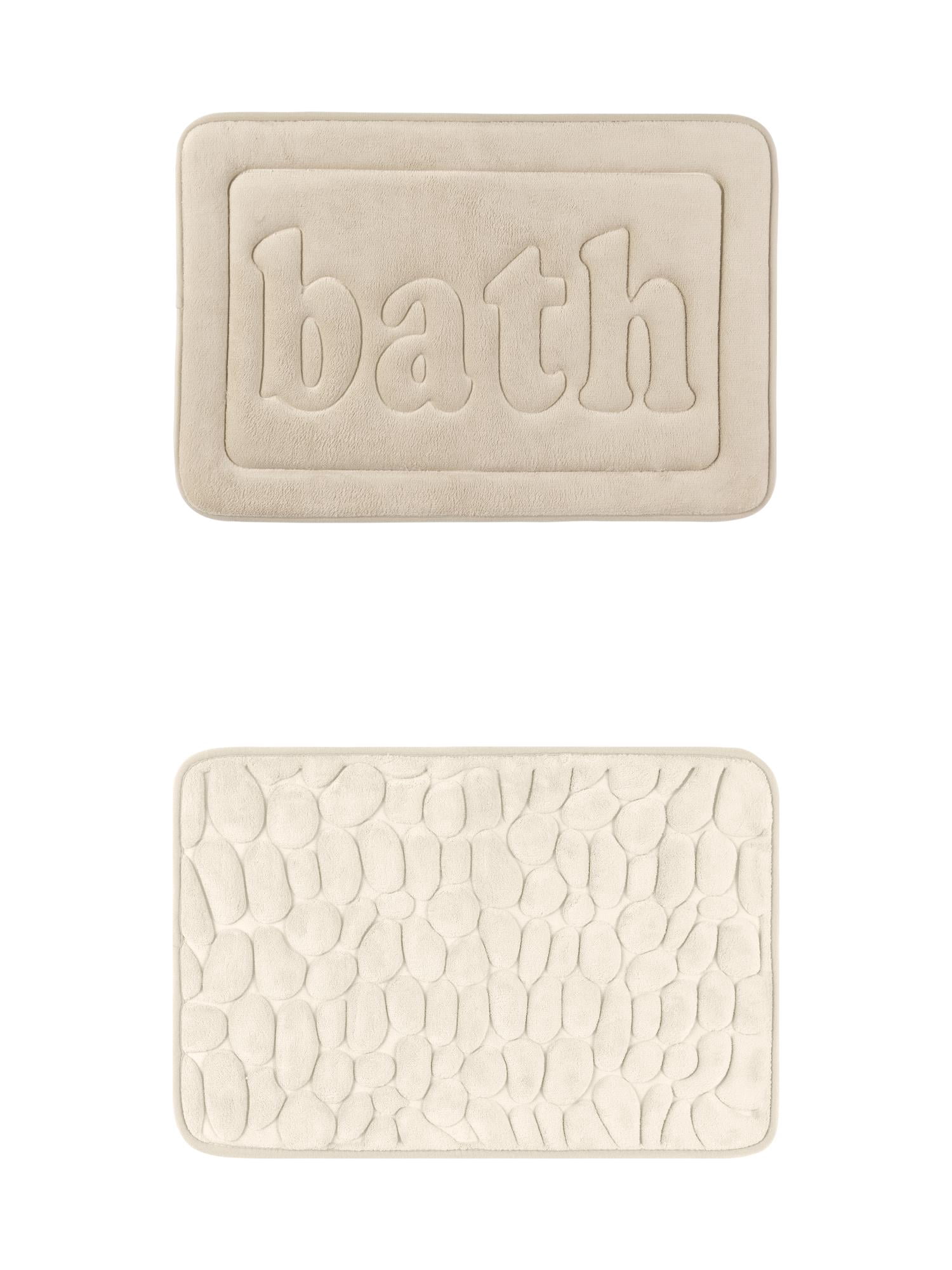 Unique Bargains 2 Pcs Memory Foam Absorbent Bathroom Rugs Khaki 20" x 32"